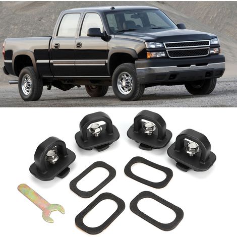 Lot de 4 points d'ancrage pour chargement de plateau de camionnette, crochets latéraux compatibles avec Chevy Silverado (1/4)