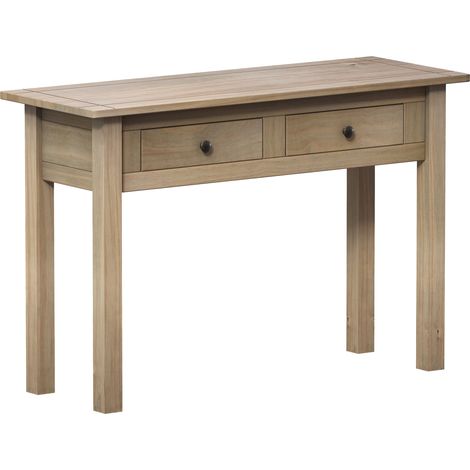 Panama 2 Drawer Console Table With Shelf Solid Pine Side End Hallway Table