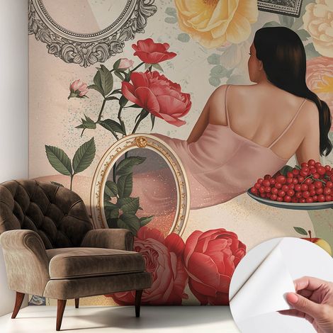 Tapete Selbstklebend - Fototapete mit Motiv - Wandtapete modern - Wandgestaltung Blumeneleganz 250x250 cm (1/5)