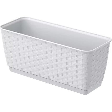 Vaso da fiori oblungo DRL300P con sottovaso  Bianco (1/5)