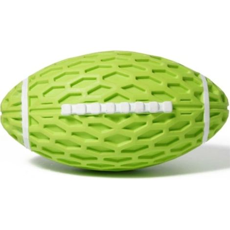 Jouets à mâcher agressifs pour chiens, lot de 2 jouets pour animaux de compagnie, jouets de rugby à mâcher et à faire du bruit (petit orange + petit vert gazon) (1/4)