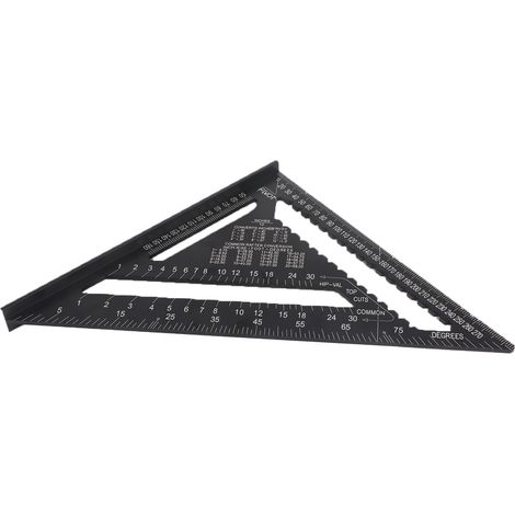 Équerre triangulaire 30 cm en alliage d'aluminium, outil de mesure noir pour menuiserie et charpenterie (1/5)
