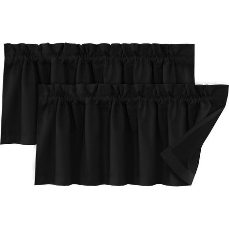 Lot de 2 rideaux occultants noirs unis, élégants et modernes, pour salon ou chambre. Décoration intérieure KAESI. (1/5)