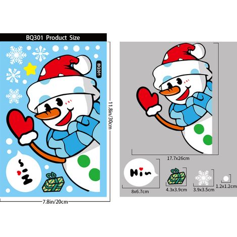 Autocollants statiques Père Noël, autocollants de Noël, autocollants pour vitrines, décorations de Noël, stickers pour fenêtres