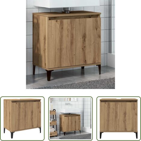 Holzwerkstoff -  Waschbeckenunterschrank Artisan-Eiche 58x33x60 cm Holzwerkstoff (1/5)