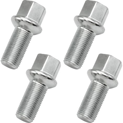 Lot de 4 boulons de roue M14 x 1,5 galvanisés en acier allié pour roue de voiture avec SW17 et collerette sphérique (1/5)
