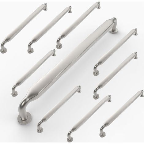 10 Pièces Poignee de Meuble Nickel Brossé Cuisine Entraxe 192mm Poignées pour Placards Poignet de Porte Cuisine (1/5)