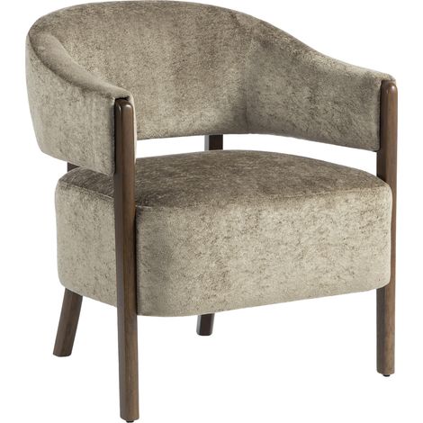 HOMCOM Poltrona da Salotto in Ciniglia con Struttura e Gambe in Legno Marrone (1/5)