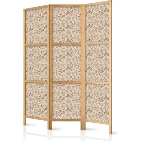 Paravent artgeist Pilze hell 135x172 cm Holz Flizelin