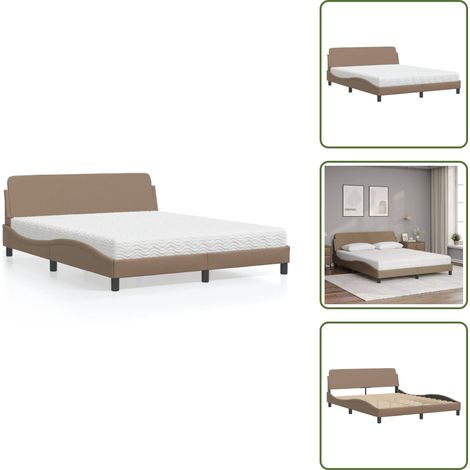 Sommeil - vidaXL Lit avec matelas Dover cappuccino 160x200 cm similicuir - Confort (1/5)