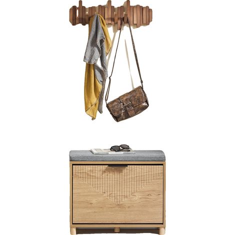 Porta scarpe, design moderno ed elegante, robusta struttura in legno, rovere Sonoma + grigio (1/2)