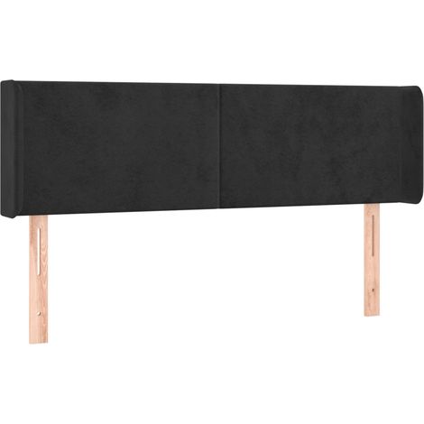 Testiera letto accessorio camera da letto mobili LED 147 x 16 x 78/88 cm tessuto in velluto nero TDL0200680
