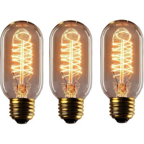 Ampoule à incandescence Edison 40 W, ampoule vintage à intensité variable E27, T45 (filament enroulé), blanc chaud, ampoule à filament ambré antique E27 à visser, pour la maison, la chambre, le bureau (1/4)