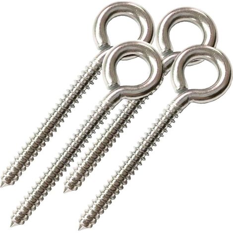 Lot de 4 crochets de balançoire M8 robustes pour hamac, hamac, kit de suspension, vis à oeil, matériel de balançoire pour yoga, hamac, balancelle, chaise d'intérieur et (1/5)