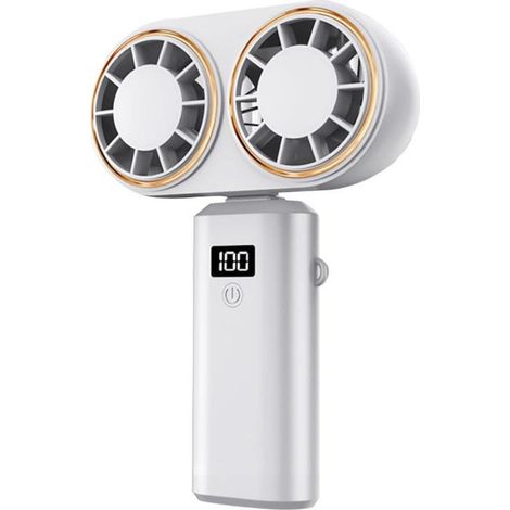 Ventilateur portable - Ventilateur tour de cou rechargeable par USB - Idéal pour la chambre, le salon et le camping - Blanc (1/5)