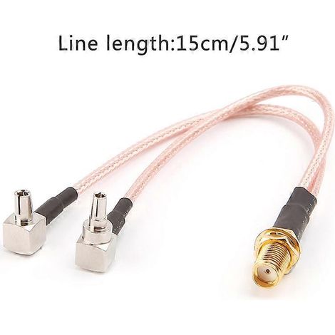 Y-förmiger SMA-Buchsenstecker auf TS9- und CRC9-Stecker (2 Stecker) – Verteiler/Kombinierer RG316 (1/5)