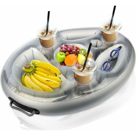Aufblasbarer, schwimmender Getränkehalter – Pooltablett mit 8 Fächern für Getränke und Snacks, ideal für Pools, Spas und den Strand (1/5)