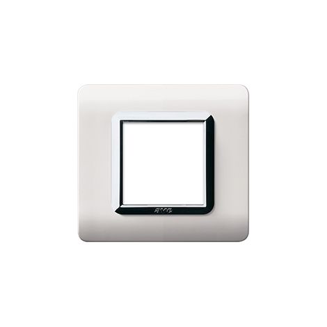 Placca Tecn.44 Bianco Corn.Cromo 2M AVE 44P32BLC
