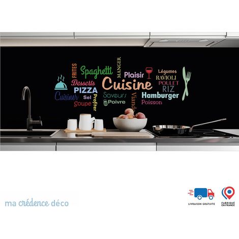 Crédence : Cuisine et repas colorés noir - Alu composite - 60 - 120 (1/3)