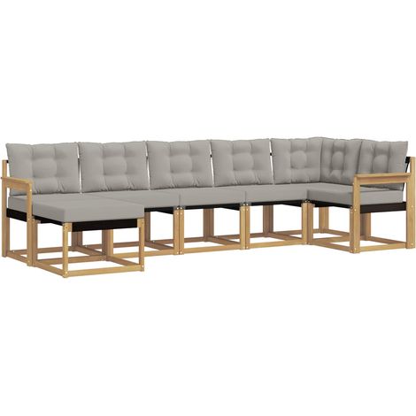 Set di divani da esterno 7 pcs Bianco e Grigio Chiaro vidaXL