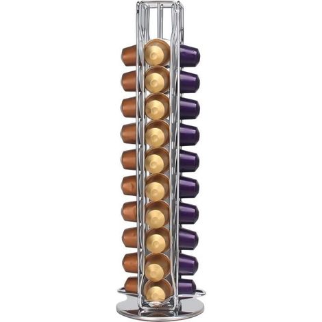 Le porte-capsules Nespresso, d'une capacité de 40 capsules, rotatif et en fer, peut contenir 40 capsules Nespresso. Il est idéal pour les bars et les cuisines (modèle électroplaqué AN002-40). (1/4)