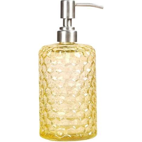 Glass Soap Dispenser and Stainless Steel Spout for Bathroom, Toilet or Kitchen (Yellow) (1/5)