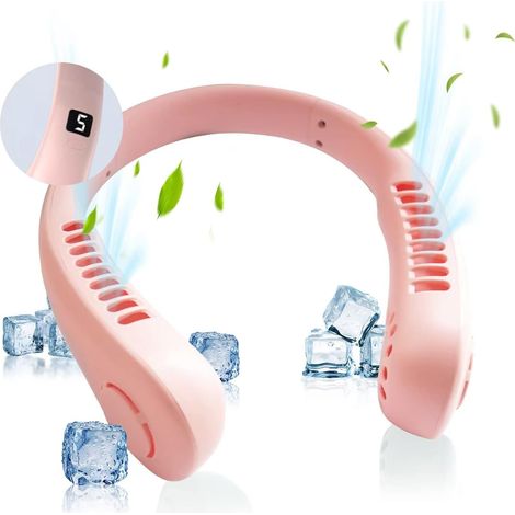 Ventilateur de cou avec écran et 5 vitesses, rechargeable par USB, sans pales, silencieux et personnel. (1/4)