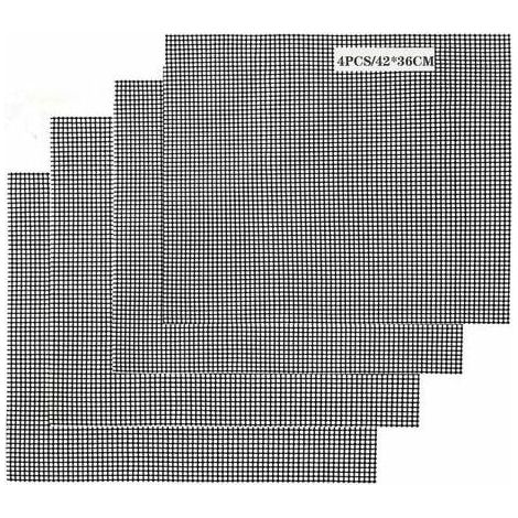 BBQ Grill Tapis de Cuisson Antiadhésif 4 Pièces, Feuille de Cuisson Réutilisable Résistant à la Chaleur, pour Barbecue Intérieur et Extérieur (4PCS, 42 36cm) (1/4)