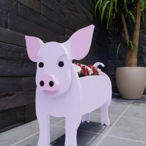 Pot de fleurs vache mignon pour la décoration de jardin support de plante en forme d'animal pour jardin intérieur et extérieur - Rose (1/5)