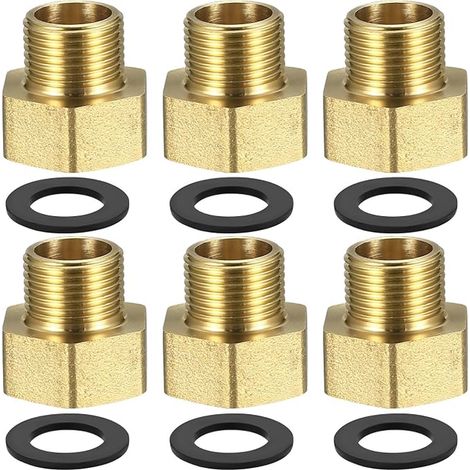 Reduction 3/8 Male 1/2 Female Adapter, 1/2 Inch Female to 3/8 Inch Male BSP Brass Thread, Brass Hexagonal Nipple Reduced for Pipe Connection Conversion (1/5)