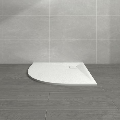 NRG 900 x 900mm White SMC Quadrant Slate Effect Bathroom Shower Enclosure Tray (1/5)