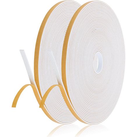 2 Rolls Foam Rubber Draught Excluder Tape Window Door Draught Excluder, Anti Collision Strong Adhesive for Door and Window (10M Long Per Roll) (1/5)