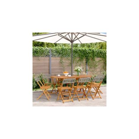 Chaises de jardin pliantes lot de 8 gris poly rotin bois massif (1/5)