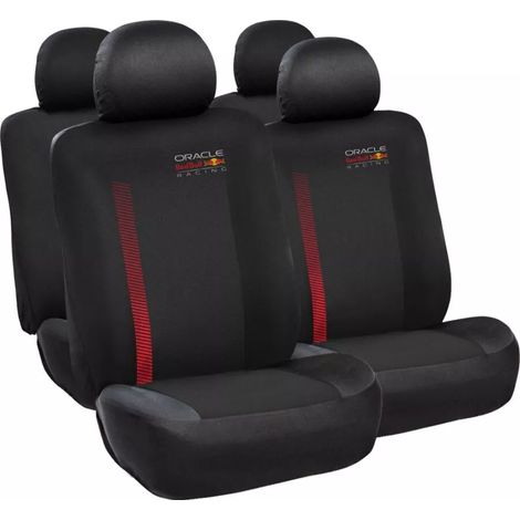 set 4 pezzi coprisedile auto redbull "powerbar" nero e rosso