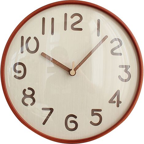 Horloge Murale Bois 30cm Silencieuse Sans Tic Tac Design Rétro Chiffres Ajourés Verre Transparent Décoration Intérieure Moderne (1/5)