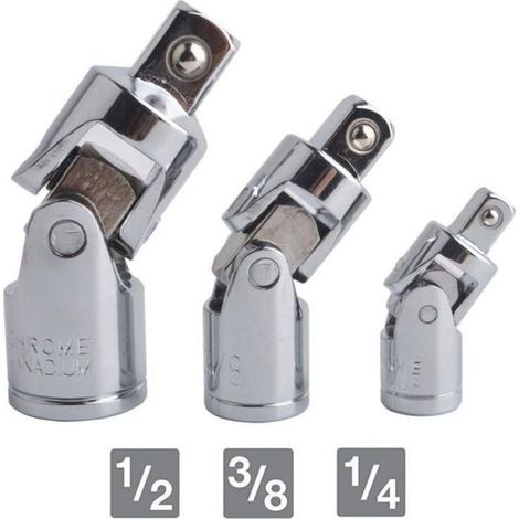 Jeux de Cardan Douilles Joint Universel Impact Augmentateur Réducteur Adaptateur Pivotant Pour Moteur CR-V Acier Fini Chromé 3 Pièc (1/2)