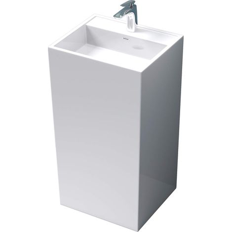 Mai & Mai Lavandino a Colonna 50X42X90cm, Lavandino su Piedistallo per Bagni Colossum34 da Minerale Fuso, un Foro per la Rubinetteria,Bianco