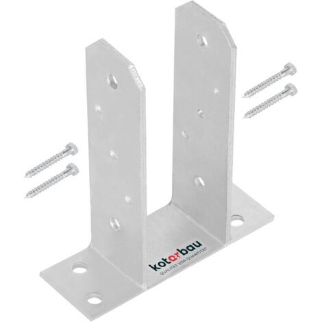 Support de poteau en U 70 mm à visser – Plaque de base 160x60 mm – Galvanisé à chaud – Pour structures en bois-NANOTEH (1/5)
