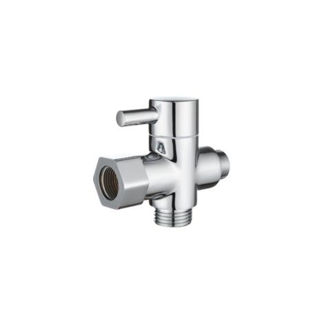 Válvula desviadora de latón macizo de 3 vías, adaptador en T de 3/8"-12/17" para inodoro, cromo-crezuo
