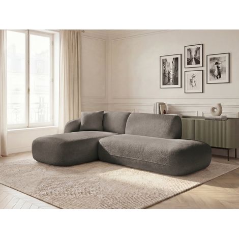BOBOCHIC - Canapé d'angle fixe modulable ANDA avec 1 méridienne et 1 chauffeuse bout de canapé Angle gauche Taupe (1/5)