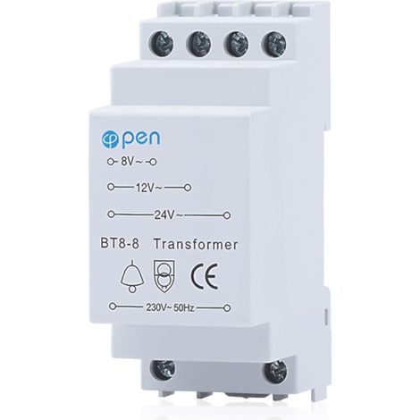 Alimentation sur Rail DIN, Transformateur 230V, 8V/12V/24V Sortie pour Sonnette/Sonnette Filaire/Sonnette Intelligente (1/5)