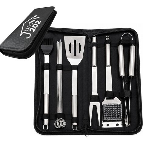 Juego Utensilios Barbacoa, Accesorios Parrilla Acero Inoxidable, Set Grill, Kit de Herramientas BBQ con Bolsa de Transporte