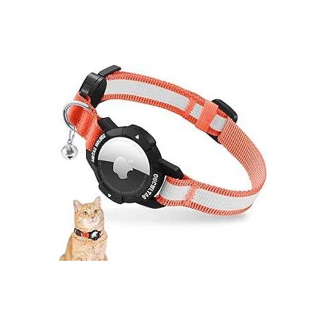 Collier réfléchissant lumineux pour chat avec porte-AirTag 18-26 cm