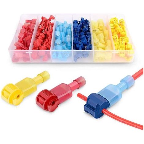 120 pièces connecteurs instantanés d'épissure de fil électrique en Kit d'assortiment de cosses auto-dénudantes sans soudure à épissure rapide, isolées, à broche mâle (1/4)