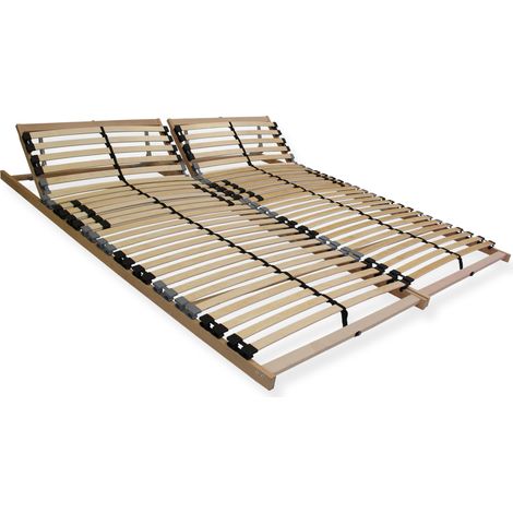 7 Zonen Lattenrost 200x200 mit verstellbarem Kopfteil - Ergonomischer Lattenrost 7 Zonen und stabilem Buchenholzrahmen, 28 flexible Federholzleisten, 2 x Lattenrost 100x200, MADE IN GERMANY, Traglast