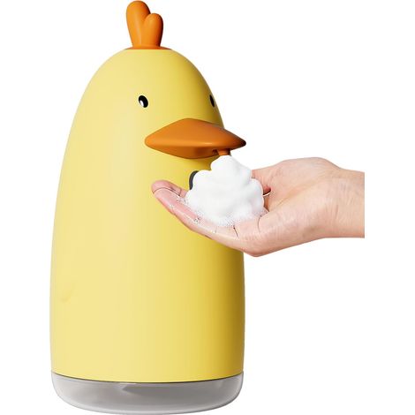 Distributeur de savon moussant automatique sans contact pour enfants, motif poussin mignon, étanche IPX7, 350 ml, pour la salle de bain et la maison. (1/5)