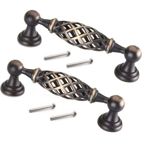 Pièces Oiseaux en Métal pour Tiroirs, L'armoire Poignée de Cage, Poignée de Meuble en Bronze Antique, Poignée de Tiroir Creuse, pour Armoires de Cuisine, Tiroirs, Armoires à Portes (1/4)