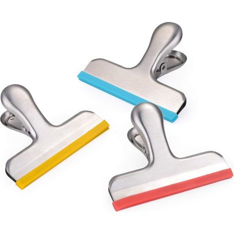 Lot de 12 pinces pour sacs à puces recouvertes de silicone – Plus d'arêtes vives – Parfait pour les sacs alimentaires – Joint hermétique, très résistant, 7,6 cm de large (1/5)