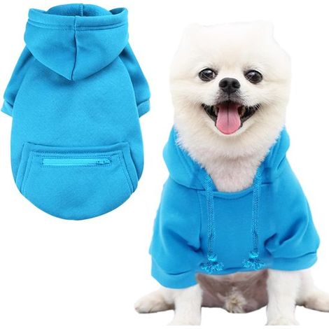 Abrigo de invierno para perros (Klein, Y02 Azul), Sudadera con capucha y bolsillo cálido, Ropa para cachorros, Disfraz para chihuahua, Cachorros (1/5)
