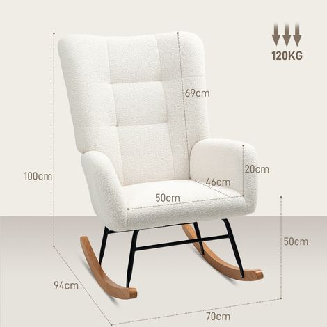 Fauteuil à bascule, housse confortable, rembourrage épais, blanc crème (1/5)